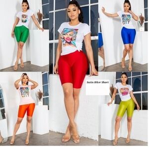 Spandex Biker Shorts - Women's Stretch High-Waist (Multiple Colors)